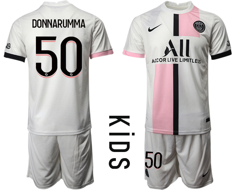 Youth 2021-2022 Club Paris St German away white #50 Soccer Jersey->youth soccer jersey->Youth Jersey